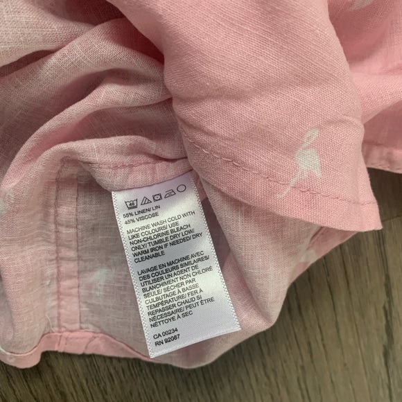 Saks‎ Fifth Avenue Linen Blend Flamingo Print Button Down Shirt - Size S - NWT - Picture 8 of 9